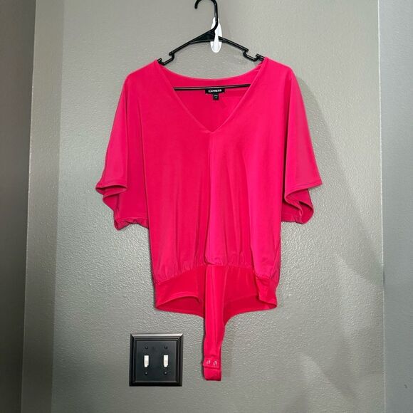 Express Pink Flutter Sleeve Bodysuit - Picture 1 of 6